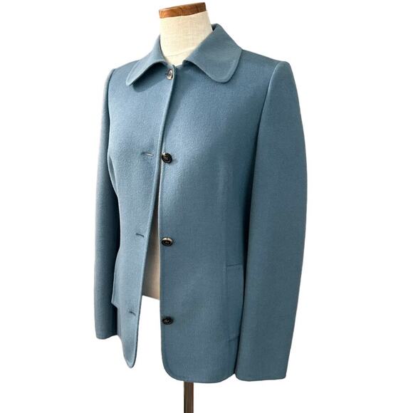 Michael Kors Collection Wool Jacket XS Blue Gray Collar Career Minimalist Chic - Picture 14 of 14